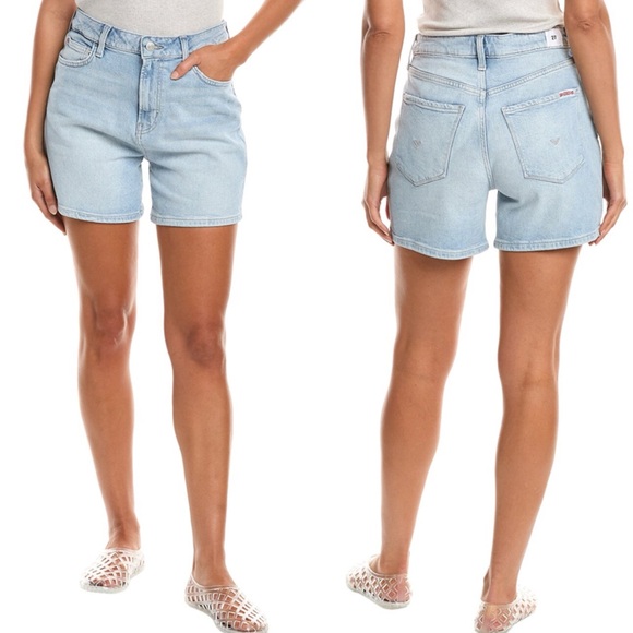 HUDSON RELAXED PARKLIFE HIGH RISE LIGHT WASH BLUE DENIM JEAN SHORTS - Picture 2 of 11